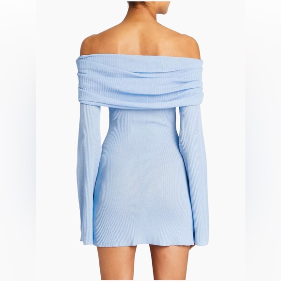 SER.O.YA Galli Mini Dress blue ribbed knit mini off shoulder Sweater Revolve XXS - Picture 4 of 10